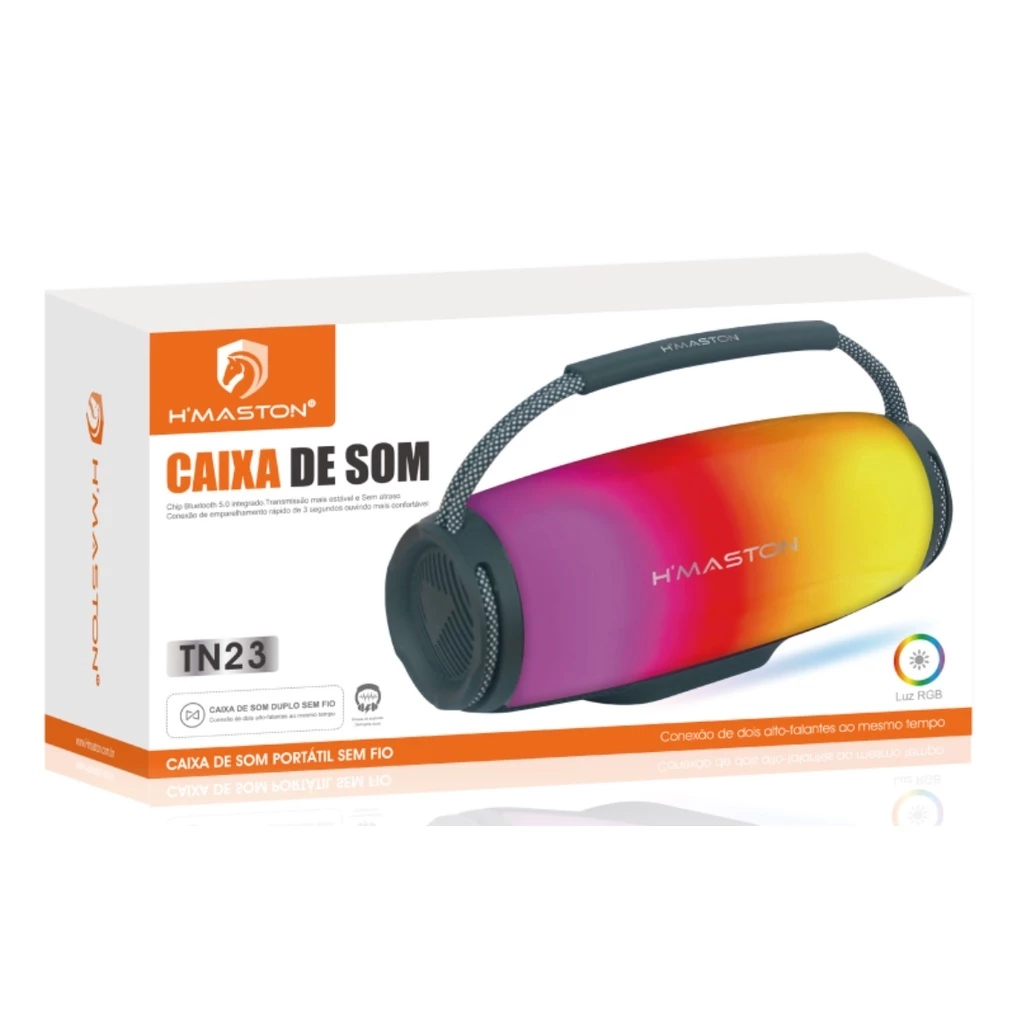 Caixa De Som Led Rgb Bluetooth 5.1 Resist Água H Maston Tn23