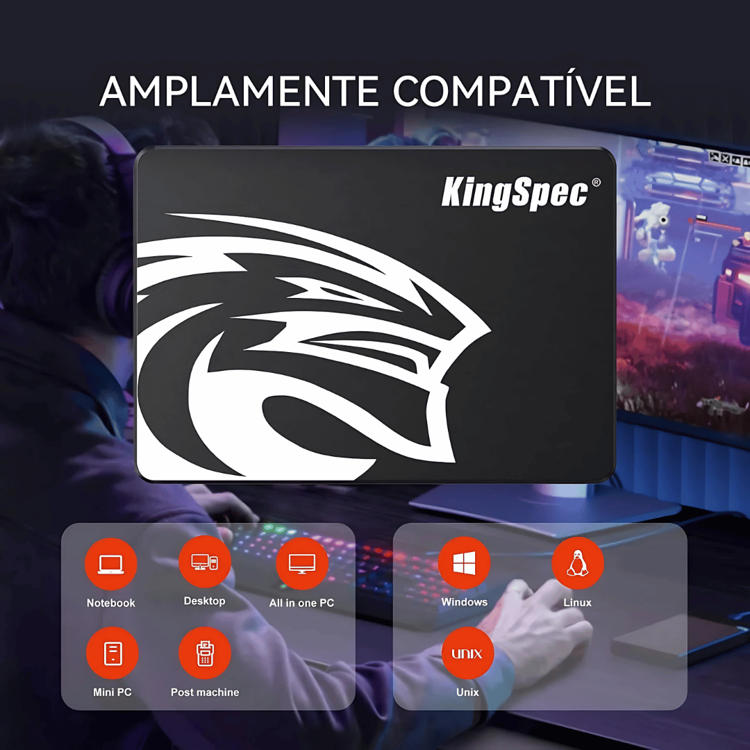 SSD KingSpec com memória flash 3D NAND