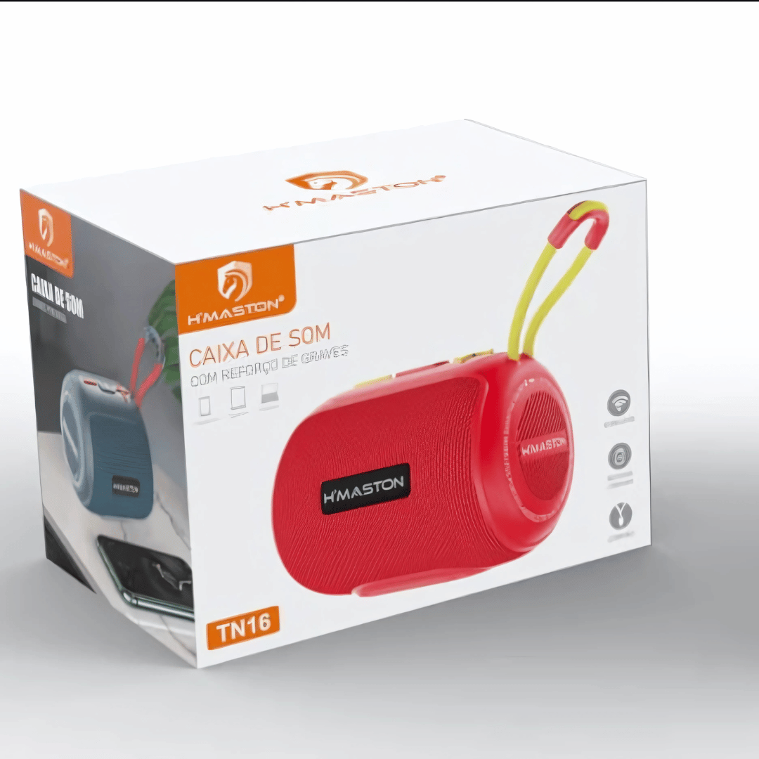 Caixa De Som Portátil Amplificada Com Bluetooth10w H'Maston TN16 - Vermelha