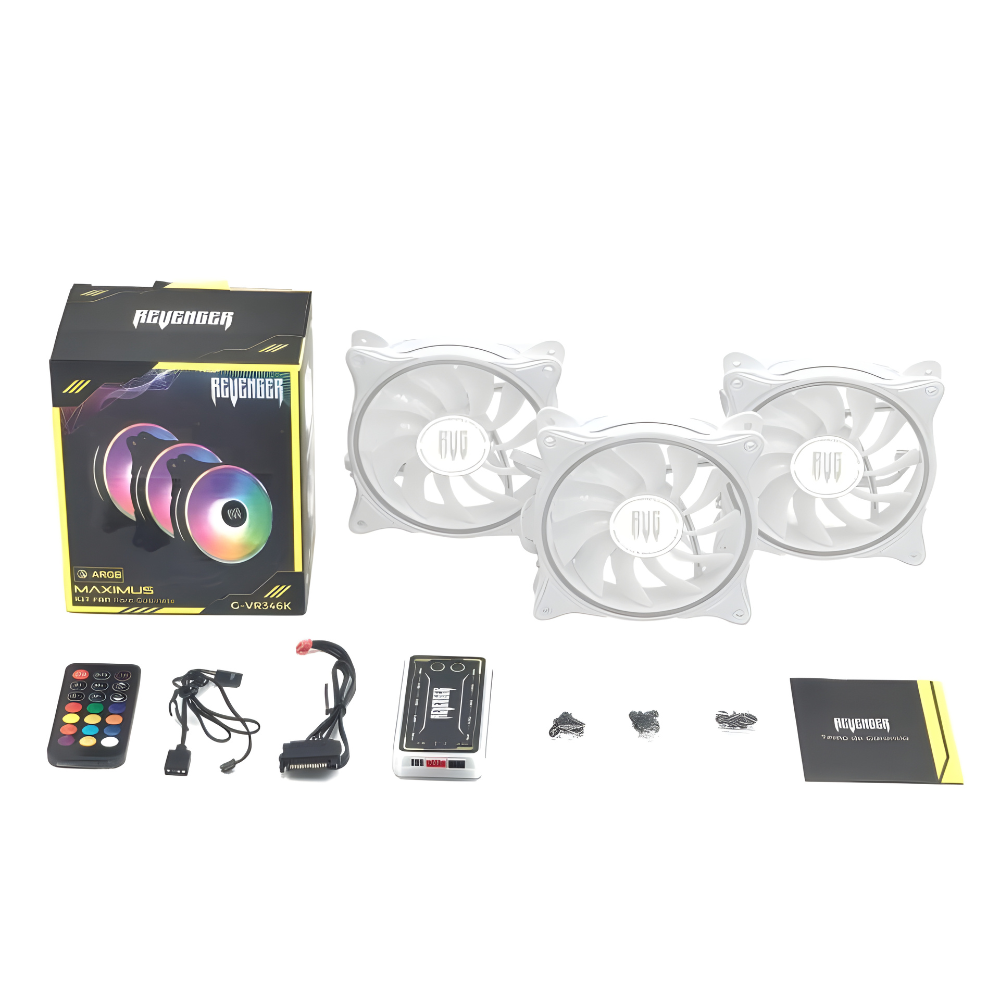 Kit 3 Coolers Fan ARGB 120mm G-VR346K com Hub e Controle Remoto – Branco (3)