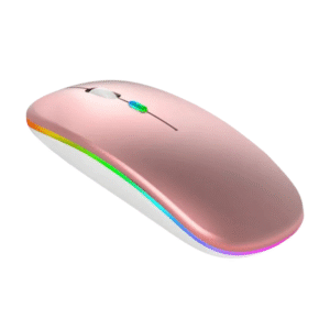 Mouse Sem Fio Recarregável Wireless Bluetooth Optico Led Rgb Colorido Ergonômico Usb 2.4 Ghz Notebook Computador Pc Desktop - Rosa
