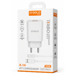 Carregador Turbo A’GOLD PRO 30W 6.1A (CA27-3/Tipo-C)