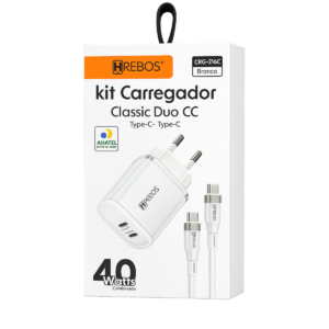 Carregador HREBOS Classic Duo CC - 40W (Branco)