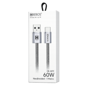 Cabo USB-C Reforçado HREBOS Premium 60W