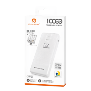 Carregador Portátil Power Bank H'Maston H967 10.000mAh com 4 Cabos Integrados